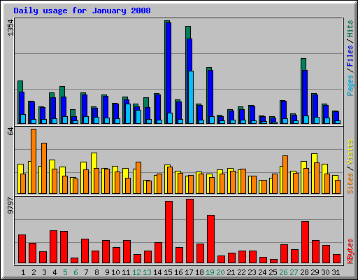 Daily usage for January 2008