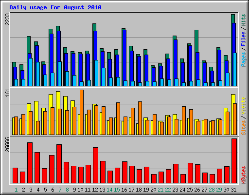 Daily usage for August 2010