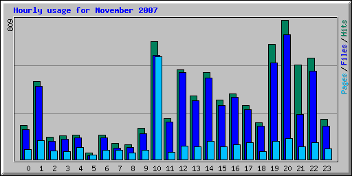 Hourly usage for November 2007