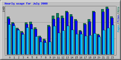 Hourly usage for July 2008