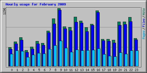 Hourly usage for February 2009