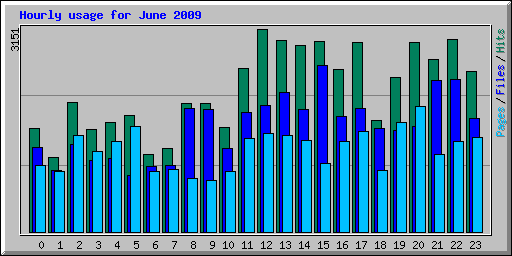 Hourly usage for June 2009