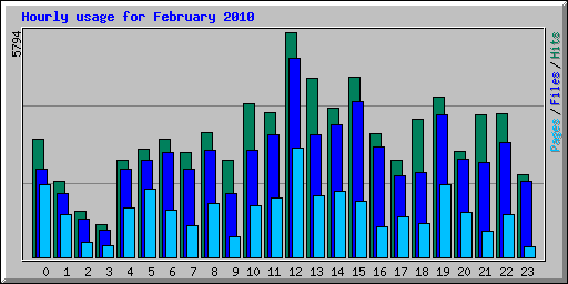 Hourly usage for February 2010