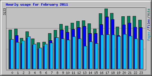 Hourly usage for February 2011